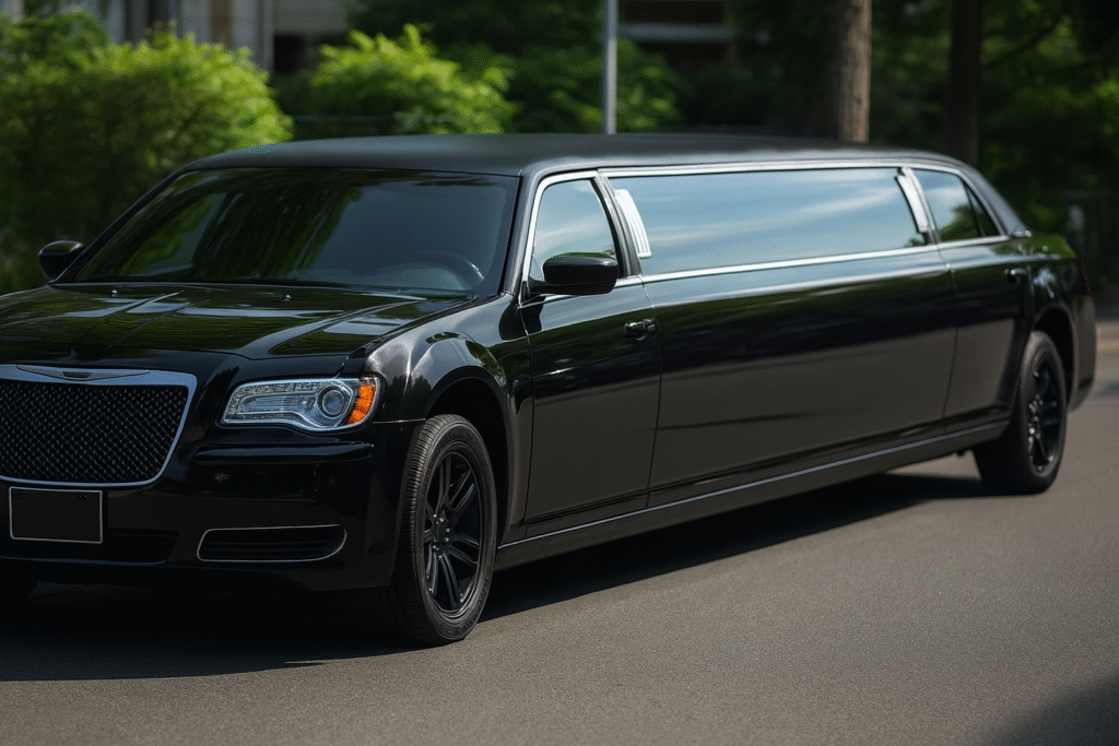 Luxury limousine on city street